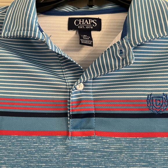 EUC Boys CHAPS Performance Short Sleeve Polo, Blue, Red & Light Blue - Picture 2 of 4